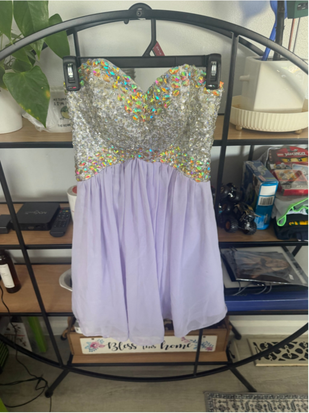 Women's Unbranded Dress Size 2/3 Lavender Silver Sequin Embellished